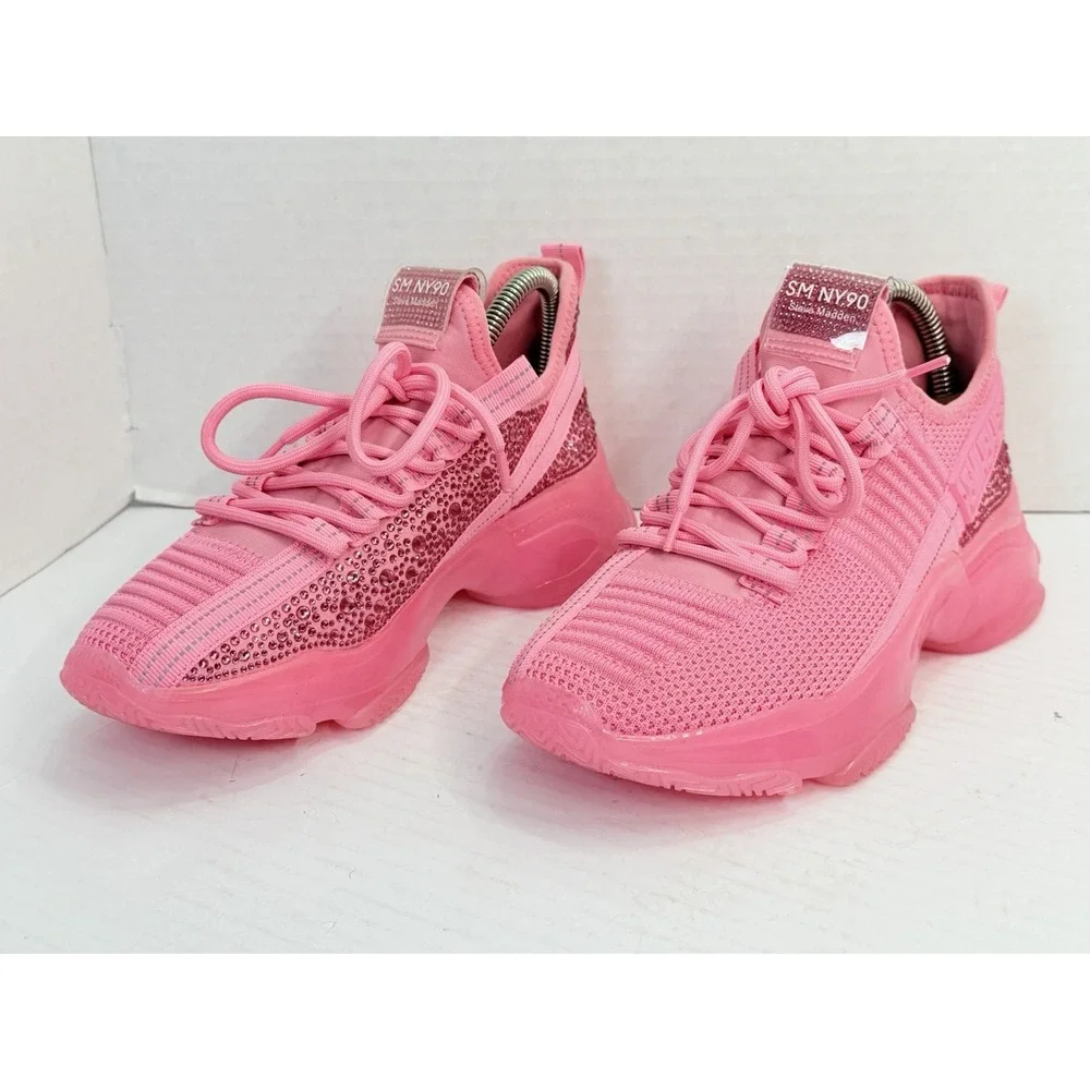 Steve Madden Maxima Pink Rhinestone Chunky Sneakers Women's 8.5